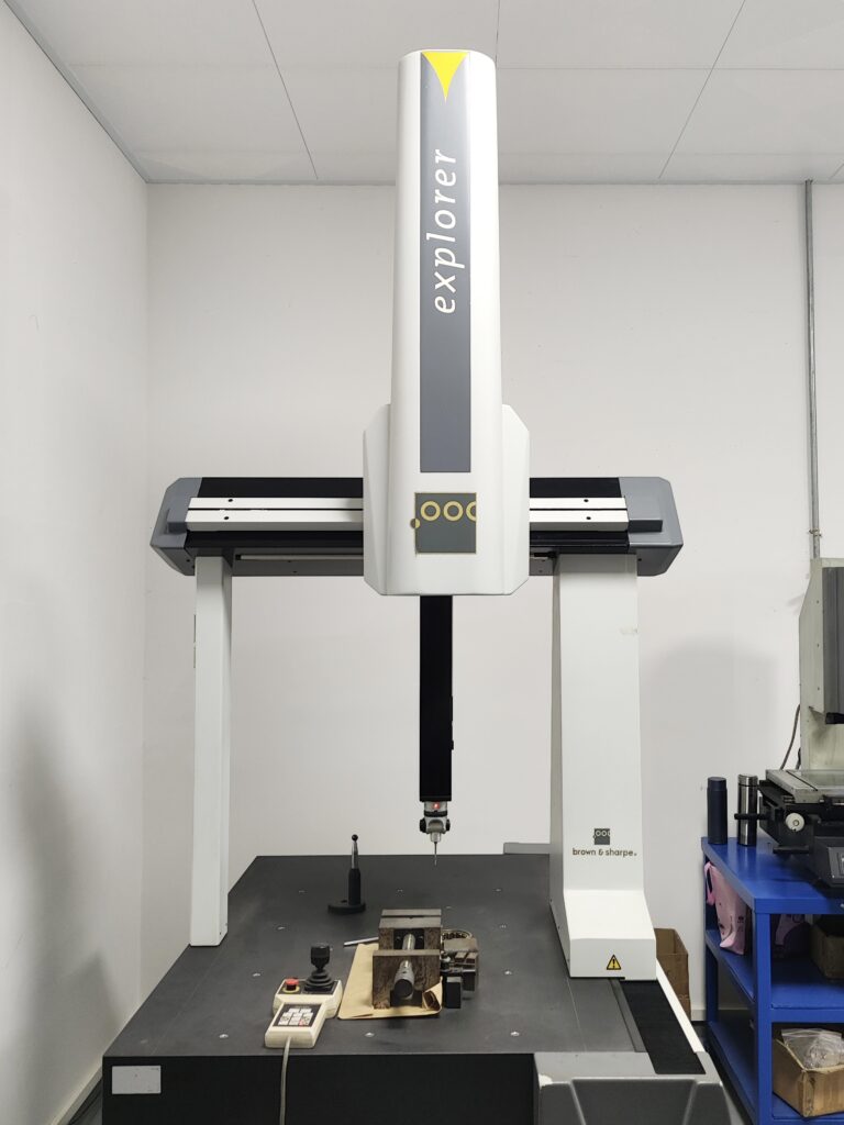 Hexagon Explorer series Coordinate Measuring Machine (CMM) services in the mechanical industry, showing the precise measurement process of workpieces to ensure high - quality manufacturing.