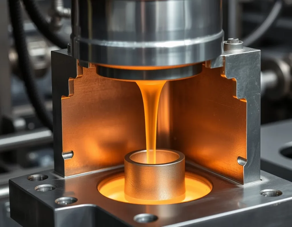Die casting services in the mechanical machining industry, presenting the process of shaping molten metal into precise components using high - pressure die - casting machines.