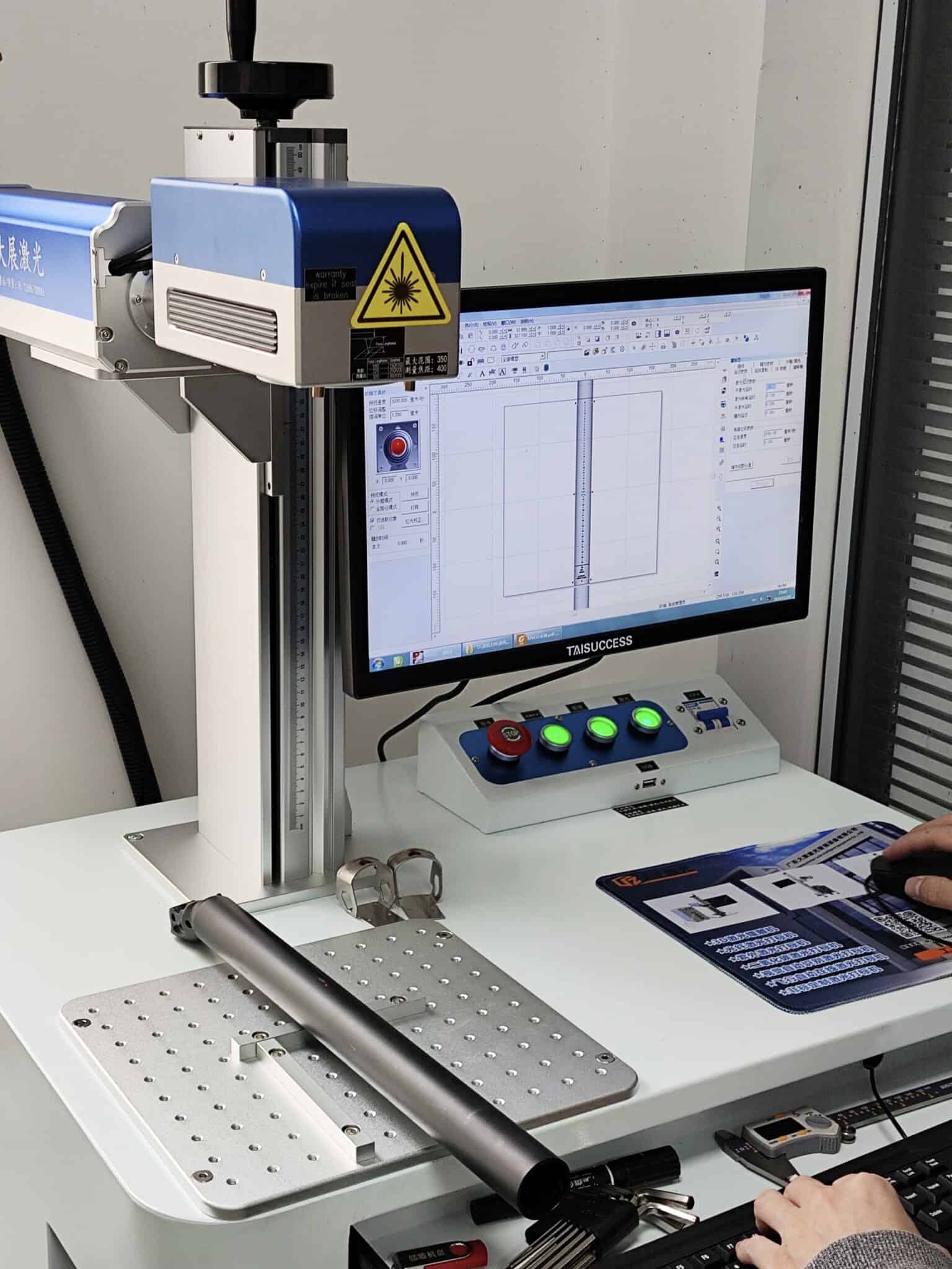 Laser marking machine services in the mechanical industry, showing the high - precision marking process on various mechanical parts.
