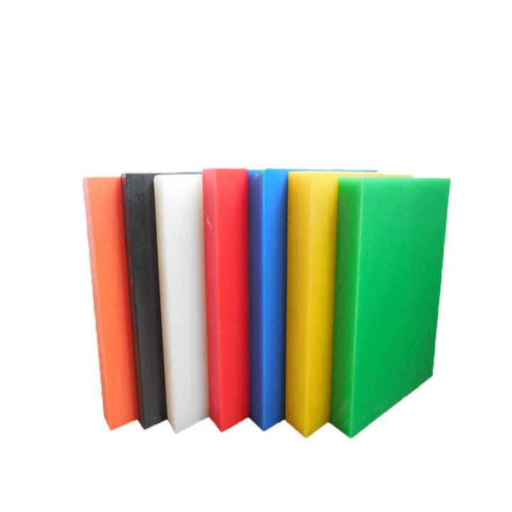 Polypropylene (PE) being processed in the mechanical machining industry, including injection molding and cutting operations.