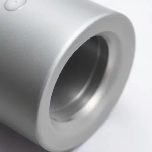 Powder coating details of parts in the mechanical industry, showing the surface features after the process.