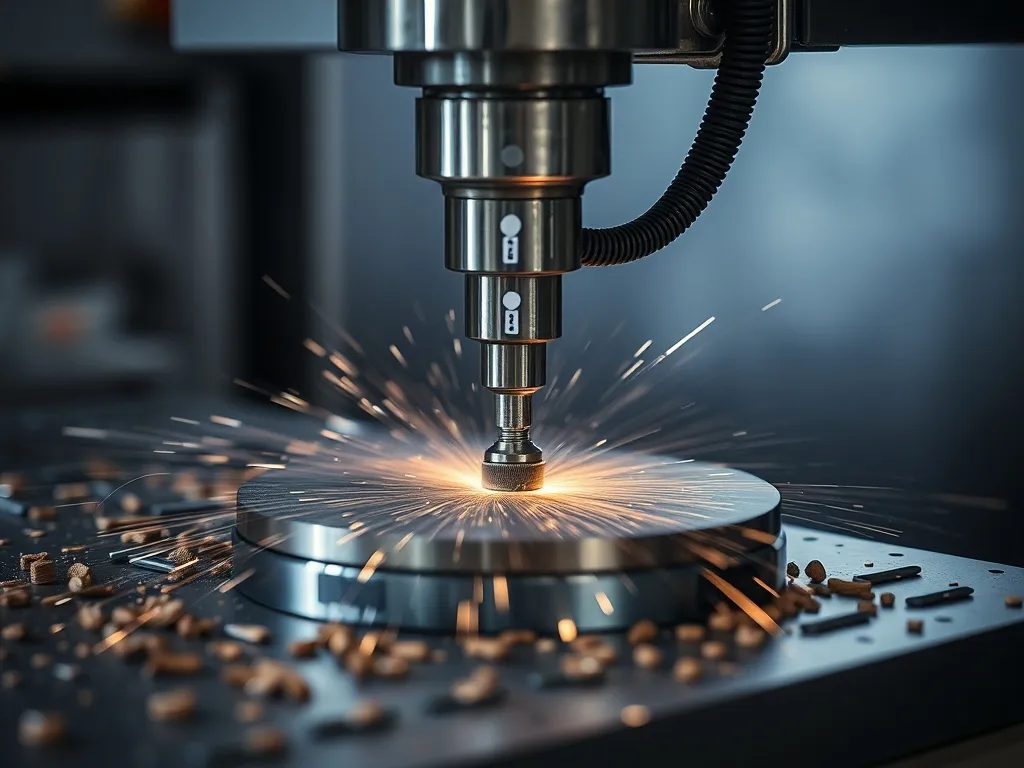 A CNC grinding machine in action, precisely shaping and finishing metal components through automated abrasive machining in a mechanical workshop.