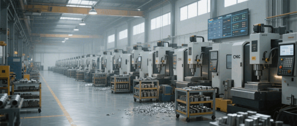 On-demand production in the mechanical processing industry, showing customized manufacturing services to meet various client needs efficiently.