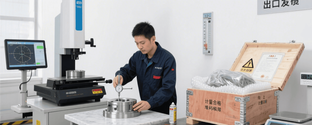 Final inspection and delivery process in mechanical machining, showing quality checks on finished parts before shipment