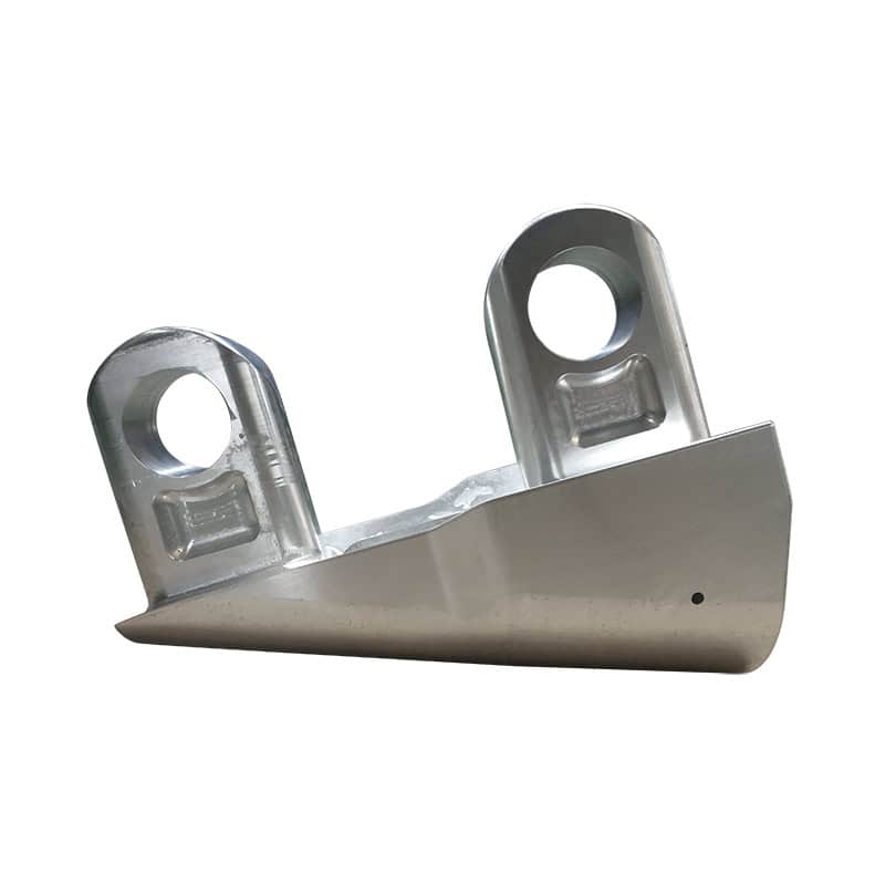Marine sailboat support bracket fabricated through CNC milling, internal thread tapping, and auxiliary drilling, made from common aluminum alloys 6061 or 7075, with a brushed finish.