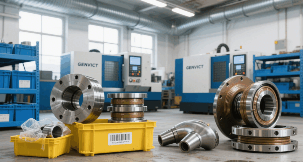Precision-machined custom marine components, including metal fittings and hardware, for maritime equipment manufacturing