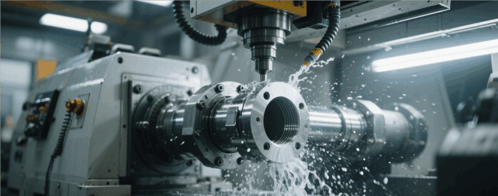 A high - tech marine machinery machining service scene. In the picture, advanced machining equipment is processing marine - related mechanical parts, showing the precision and efficiency of the mechanical processing industry.