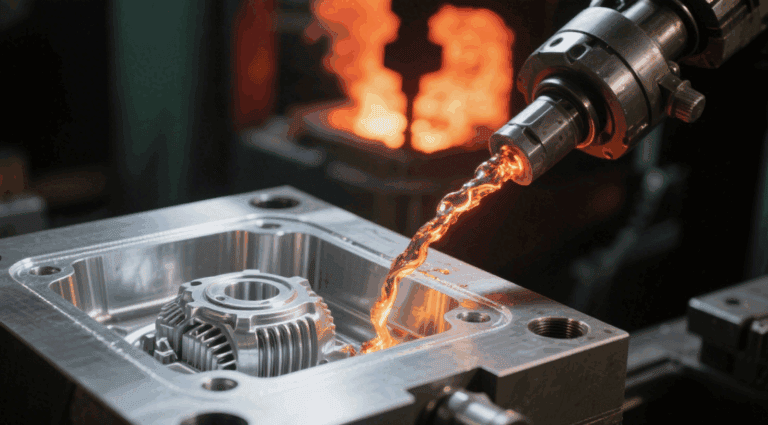 Automotive die casting service in operation, producing custom metal components for automotive manufacturing via precision mold injection