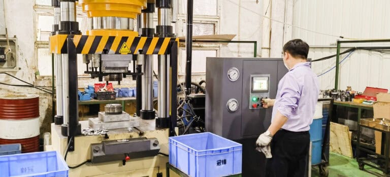 Custom metal forging services showcase precision-crafted metal components. Skilled workers operate advanced machinery to shape metals, meeting various industrial needs in the mechanical processing industry.