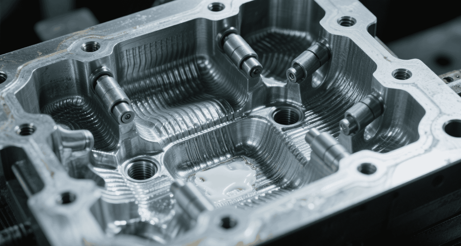 Automotive die casting machinery shaping aluminum alloy components with high precision in a manufacturing facility, forming key auto parts