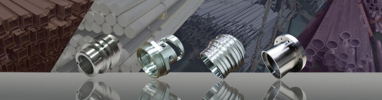 Various metal and composite materials for CNC machining, including aluminum alloys and stainless steel, used in mechanical part production