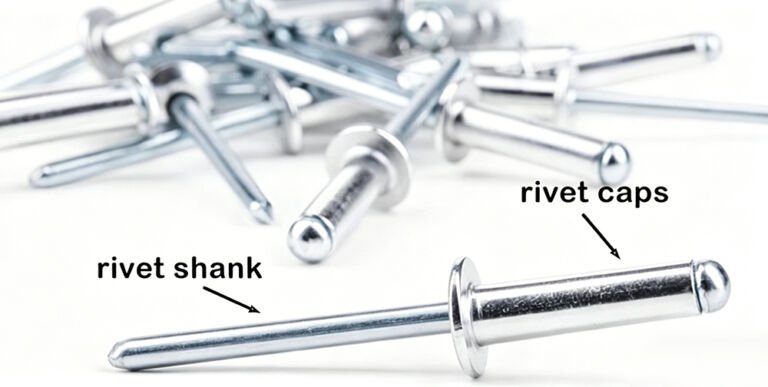 Industrial metal rivet close-up view, essential mechanical fastener for machinery and metal fabrication in mechanical processing industry