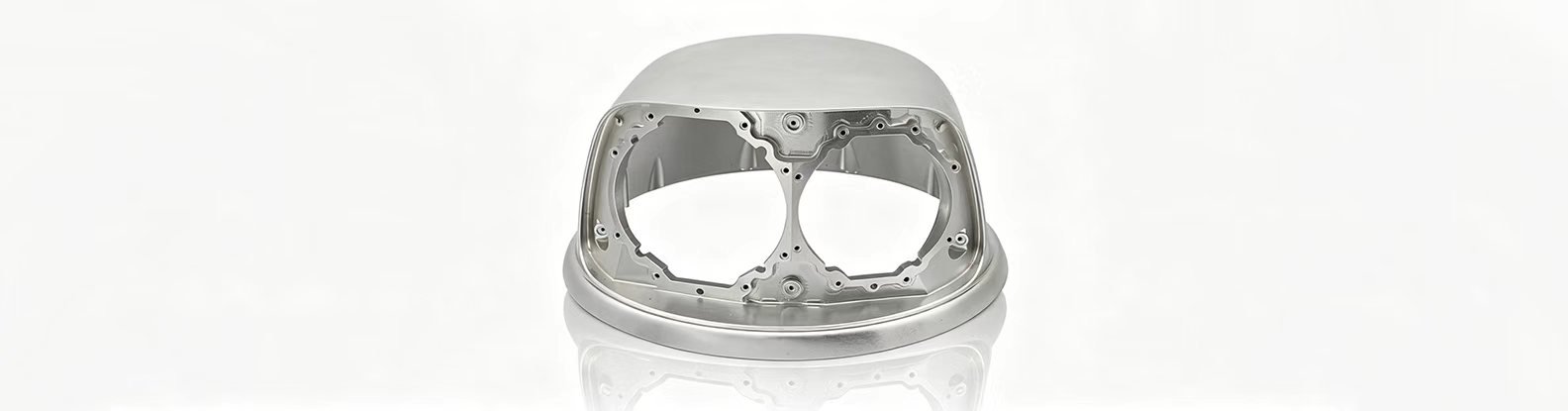 Custom helmet part via small batch CNC machining, precision mechanical processing finished helmet component with fine manufacturing craftsmanship.