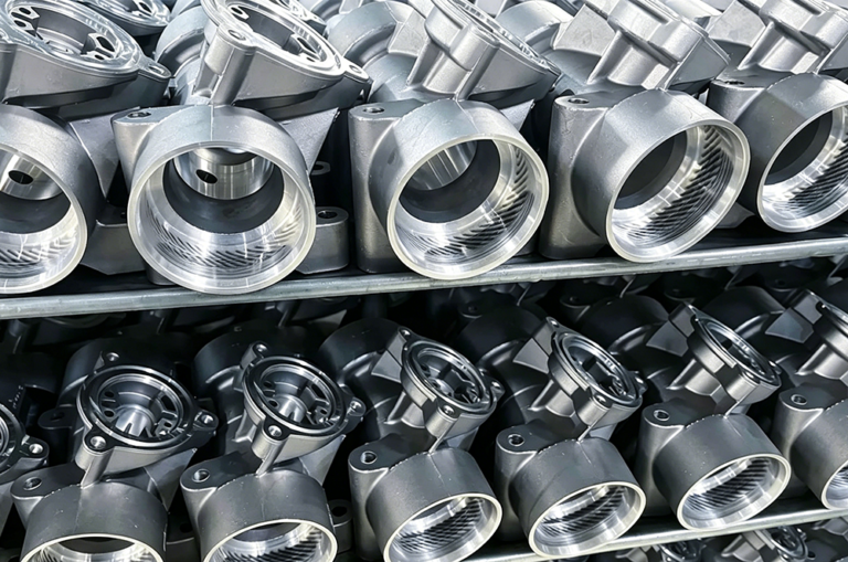 Precision machined cast aluminum workpiece finished via CNC milling, smooth surface metal casting component for industrial mechanical equipment manufacturing