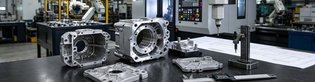 Finished cnc machined cast aluminum workpiece with precise milling surface, smooth machined edges, industrial mechanical component for machinery assembly