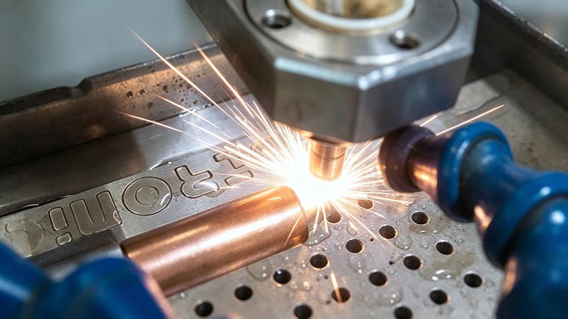Hole-Drilling EDM equipment performing precision small hole machining on metal workpieces for precision mechanical manufacturing