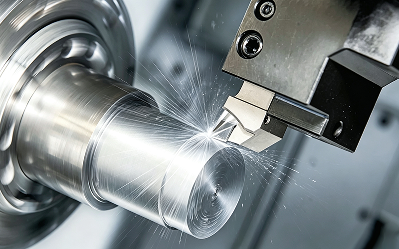 Technical graphic explaining SFM in machining. Illustrates surface feet per minute cutting speed calculation for CNC turning and metal milling mechanical machining.
