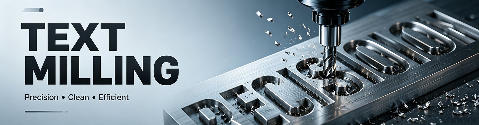 CNC machine performing text milling on metal workpiece, precision engraving process for mechanical component marking.
