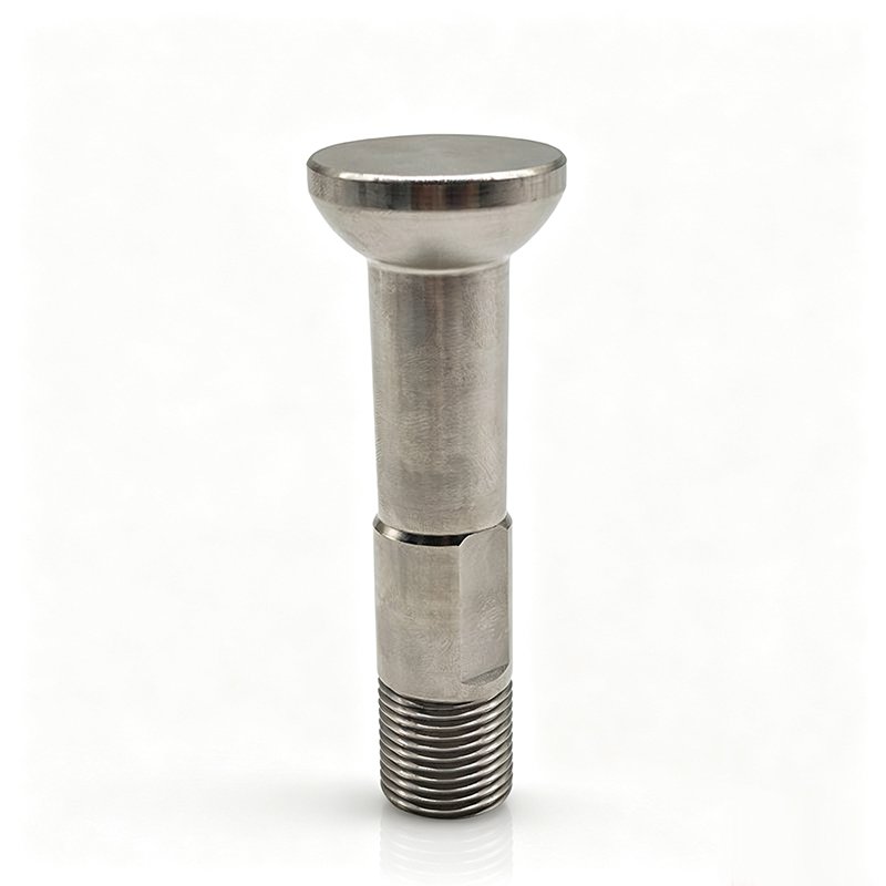 CNC machined long titanium lifting eye bolt, titanium vs aluminum hardware comparison for industrial lifting connection components.