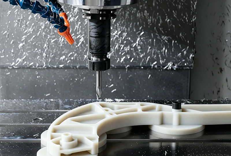 Side‑by‑side comparison of nylon and polyamide engineering plastic samples for CNC machining in mechanical manufacturing