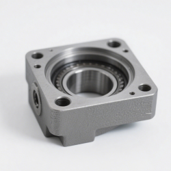 Gravity die casting process forming a metal spindle box housing on industrial casting equipment