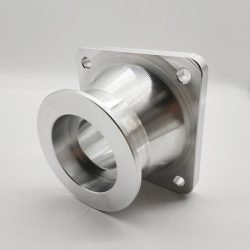 CNC turned and milled automotive DC&O RAM tube made from 6061-T6 aluminum alloy, finished with polishing and deburring, designed for automotive applications.