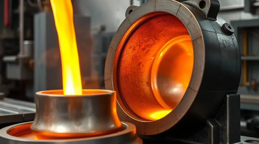 Die casting aluminum services in the mechanical industry, presenting the process of creating aluminum parts through die casting.
