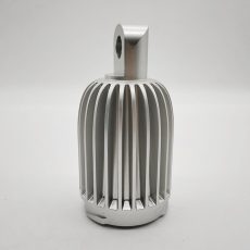 Aluminum alloy (6061-T6) garden light head manufactured by CNC turn-mill compound machining, finished with bright natural anodizing for outdoor and garden equipment.