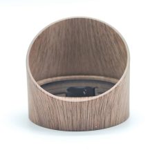 Aluminum alloy (6061 or 5052) angled lampshade for garden lights, produced by CNC turning and milling, finished with heat transfer wood grain process, designed for outdoor and garden equipment.