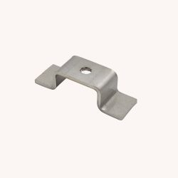 Sheet metal mount manufactured through laser cutting, CNC bending, and punching, made from stainless steel (SUS304 or 201), finished with deburring, precision polishing, or vibratory finishing for chain transportation applications.
