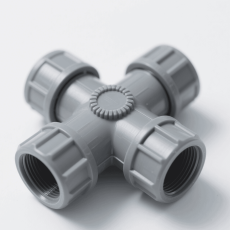 Machining of outdoor irrigation pipe connectors in a mechanical workshop; CNC lathes precisely shape metal parts for water - tight irrigation systems.