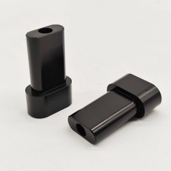 Plastic tightener manufactured via injection molding with post-processing of tapping or insert hot melting, made from PA66-GF, POM, or PC+ABS, featuring a matte surface finish after molding, suitable for marine applications.