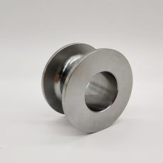 Marine-grade sailboat titanium alloy (Ti-6Al-4V/TC4) front shroud sleeve manufactured via CNC turning, presented in as-machined finish, designed for high-strength maritime applications.