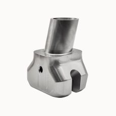 Sailing arm head CNC machined via five-axis processing, precision milling of inner cavity, and hole drilling, made of stainless steel (17-4PH H1100/13-8PH) with mirror polishing/PVD coating for marine applications.