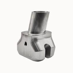 Sailing arm head CNC machined via five-axis processing, precision milling of inner cavity, and hole drilling, made of stainless steel (17-4PH H1100/13-8PH) with mirror polishing/PVD coating for marine applications.