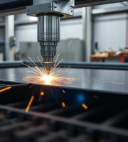 sheet metal fabrication Sheet metal fabrication services in the mechanical industry, showing the processes of cutting, bending, and assembling sheet metal to create various products.