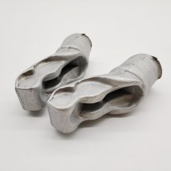 Bicycle shock absorber seat ports front link made from aluminium 6061-T6, manufactured through forging and CNC precision machining, designed for outdoor use.
