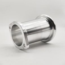 Automotive stamped tube base manufactured from aluminum alloy (6061-T6/7075) through CNC turning and milling processes, finished as machined for high-precision automotive applications.